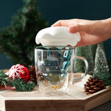 【TL】Double Layer Glass Cup Thicken Xmas Tree snowflake Shape Creative 3D Transparent Coffee Mug Juice Cup