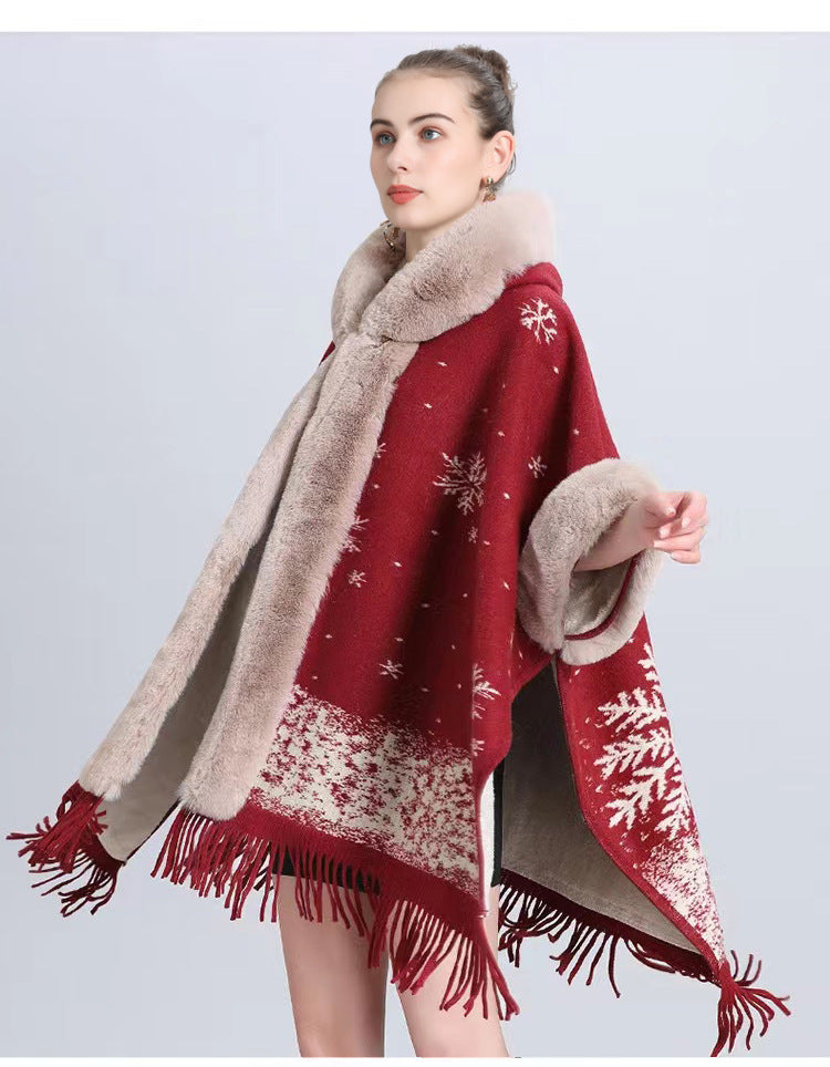 50% OFF Christmas snowflake simple design shawl cape